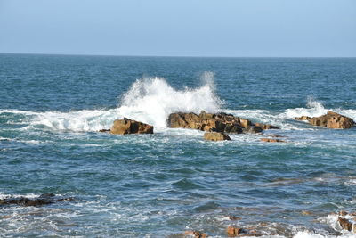 View of calm sea against clear sky