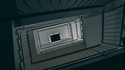 Low angle view of spiral staircase in building