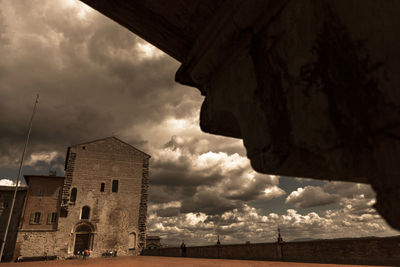 Low angle view of old building against sky