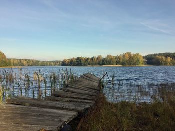 Scenic view of lake against sky