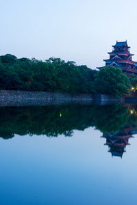 Reflection of building in lake