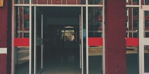 Reflection of building in glass window