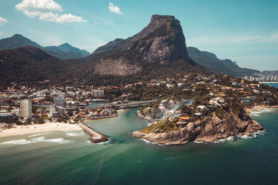 High angle view of city buildings