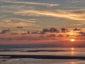 Scenic view of sea against sky at sunset