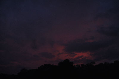 Low angle view of silhouette trees against sky at sunset