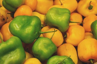 Full frame shot of bell peppers for sale in market