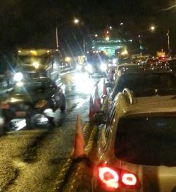 Traffic on road at night