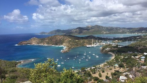 Scenic view of sea against cloudy sky