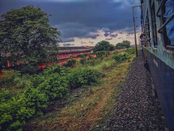 Panoramic view of train against sky