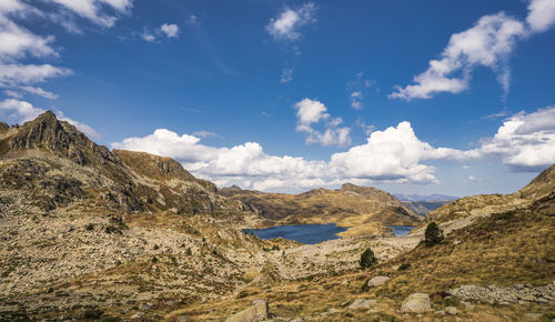 Panoramic view of landscape and mountains against sky