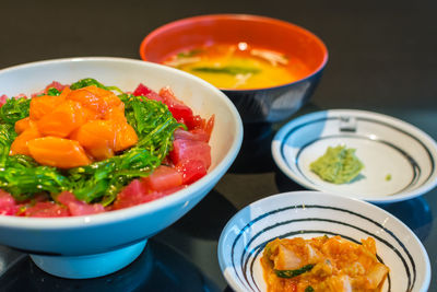 Close-up of served food in bowl