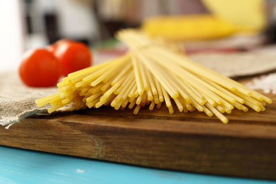 Close-up of food on cutting board