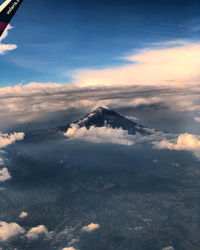 Aerial view of clouds over landscape against sky