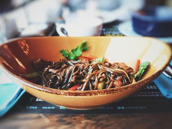 Close-up of food in bowl on table