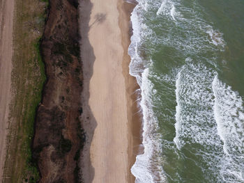 Top view aerial image from drone of an stunning beautiful sea landscape beach