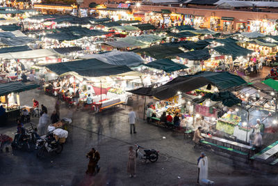 High angle view of people in city