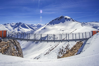Snowcapped mountains against sky