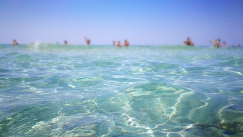 Close-up of swimming pool against clear sky