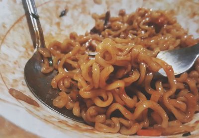 Close-up of pasta in plate