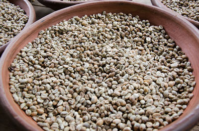 High angle view of coffee beans