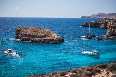 Scenic view of sea against clear sky