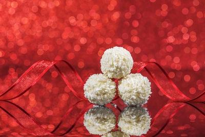 High angle view of christmas decoration on table