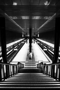 Interior of illuminated subway station