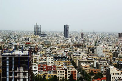 Cityscape against clear sky