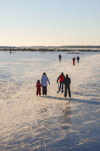 High angle view of people ice-skating