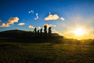 Scenic view of sunset on easter island 