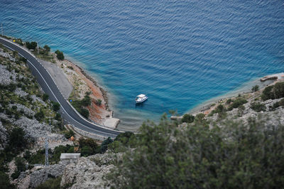 High angle view of beach