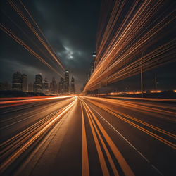 Light trails on highway at night