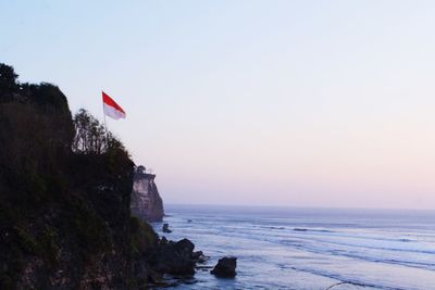 Scenic view of sea against clear sky