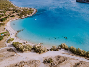 High angle view of beach