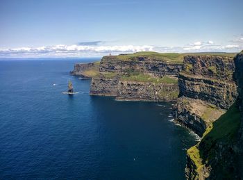 Scenic view of cliffs of moher by sea