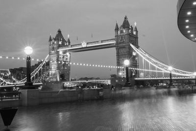 View of suspension bridge at night