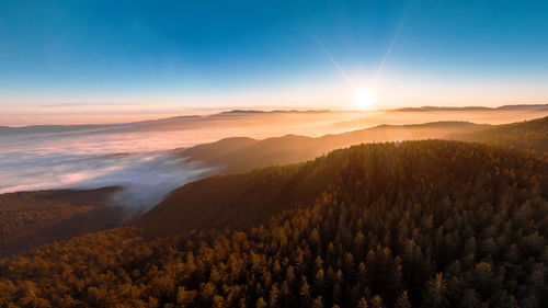 Scenic view of landscape against sky during sunset