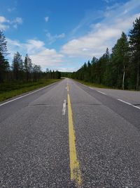 Surface level of road against sky