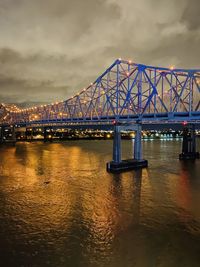 View of bridge over river against cloudy sky