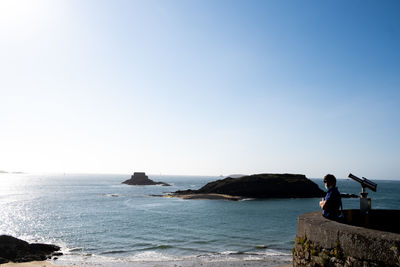 Scenic view of sea against clear sky