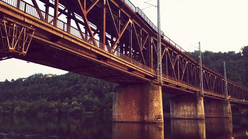Low angle view of bridge over river against sky