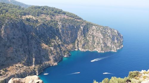 High angle view of island on sea shore
