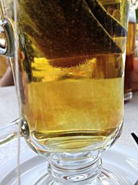 Close-up of beer in glass