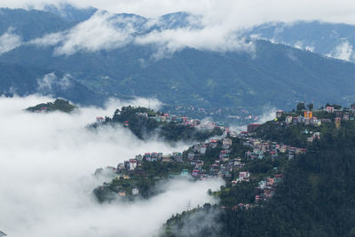 High angle view of townscape against sky