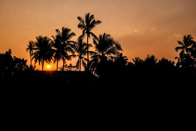 Silhouette palm trees against sky during sunset