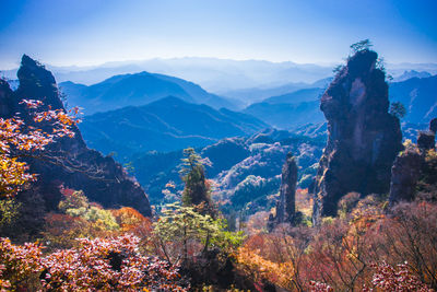 Scenic view of mountain range against sky