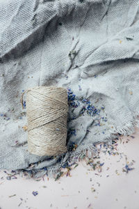 High angle view of messy floor