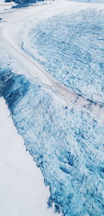 High angle view of frozen landscape