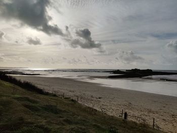 Scenic view of beach against sky
