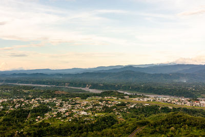 High angle view of townscape against sky